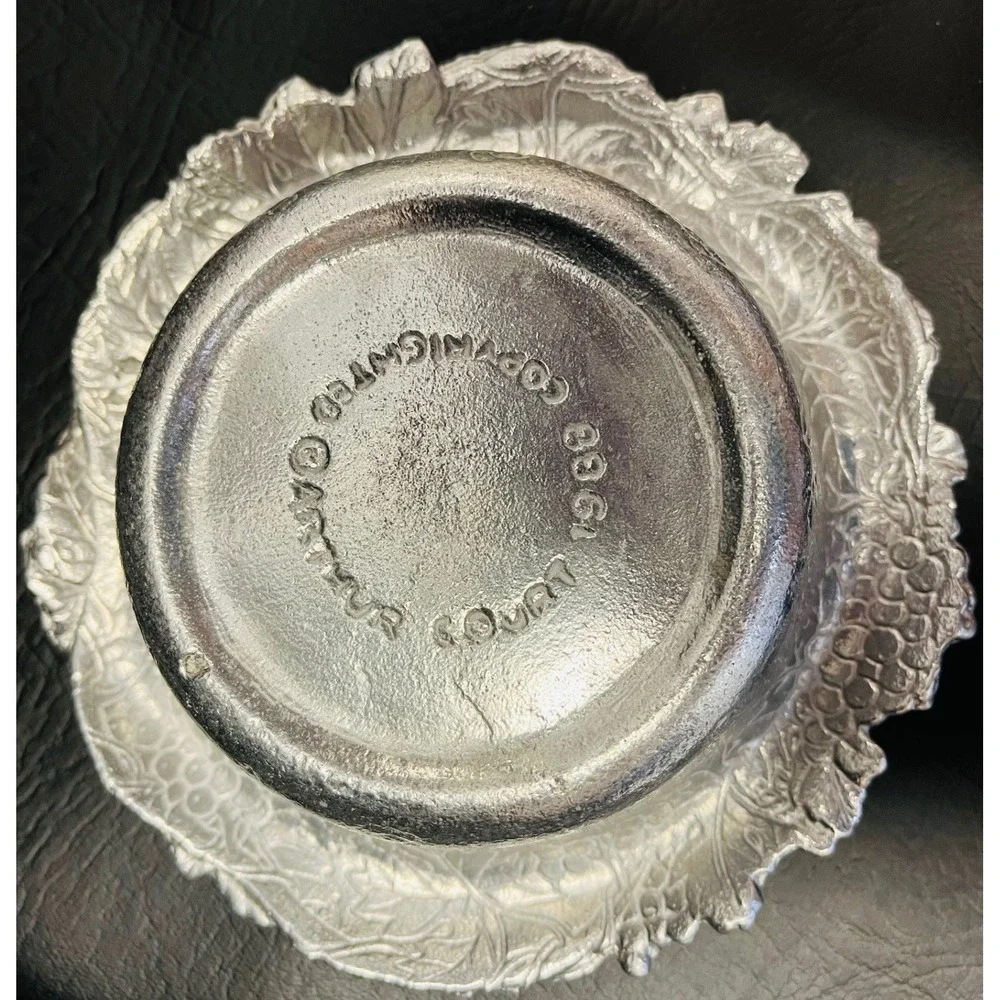 Arthur Court Bowl 6in Vintage 1988 Grape Leaf Aluminum Silver Dish Wine Coaster